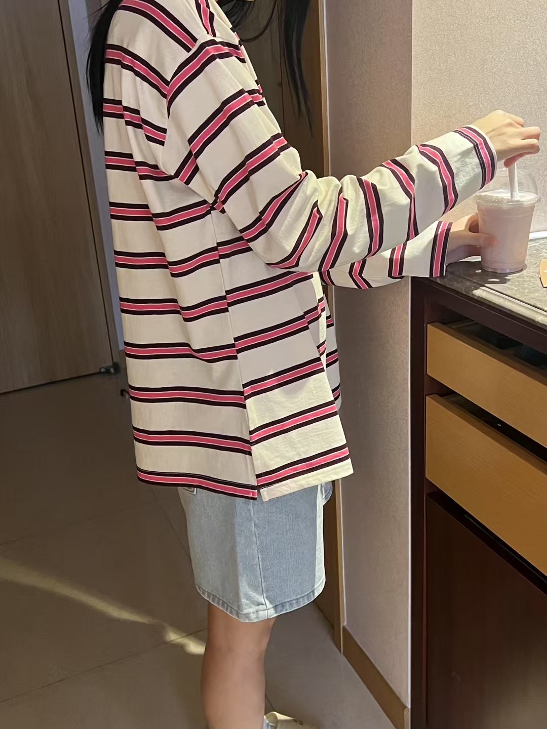 ALL OF US韓國直郵女裝新品真品25春夏職業時尚休閑長袖T恤ALL OF US長袖T恤