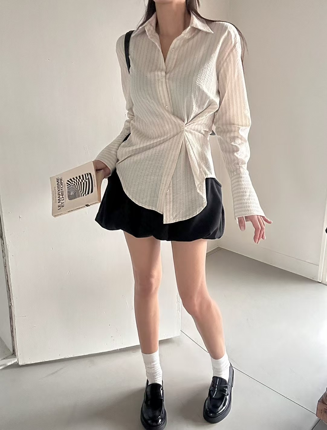BLACK LINE韓國直郵東大門代購女裝新款人氣休閑襯衫蕾絲衫BLACK LINE襯衫/蕾絲衫