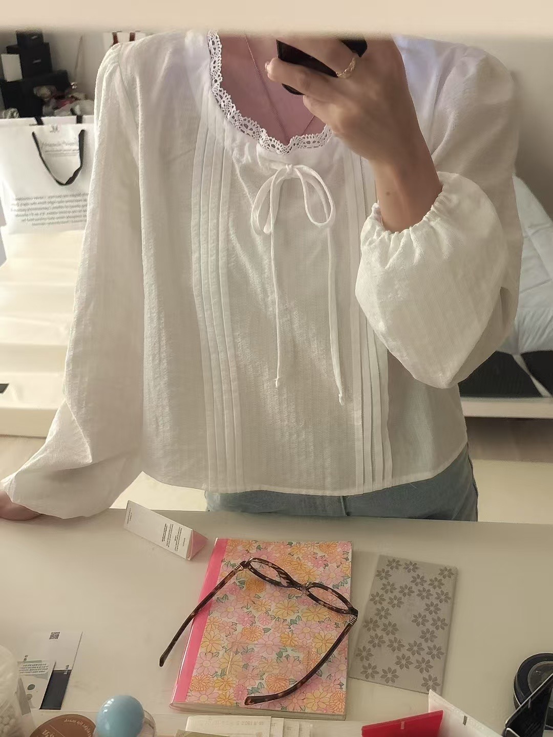 FEVER韓國直郵女裝新品職業休閑25春夏時尚真品襯衫蕾絲衫蕾絲FEVER襯衫/蕾絲衫圖色2