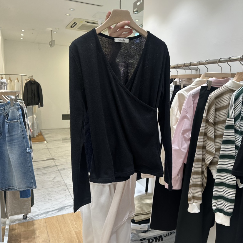 VIBELLE直郵韓國代購女裝新品真品25春夏熱賣人氣休閑長袖T恤VIBELLE長袖T恤