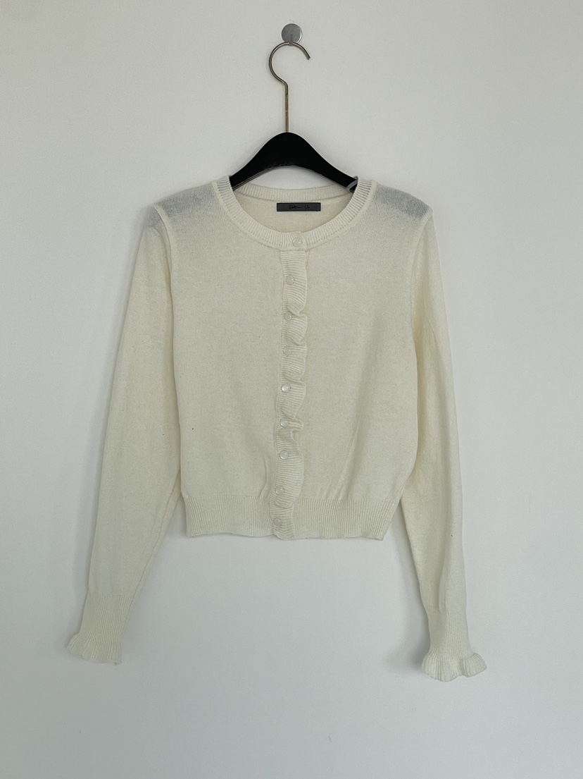 BETWEEN US韓國直郵東大門實拍女裝新品25春夏針織衫荷葉邊開衫JICJO:SEOUL針織衫圖色1