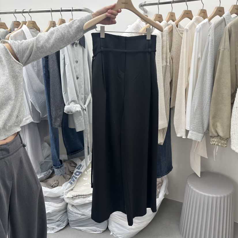 TWELVE直郵韓國代購女裝新品休閑時尚真品休閑褲含腰繩腰帶TWELVE休閑褲圖色2