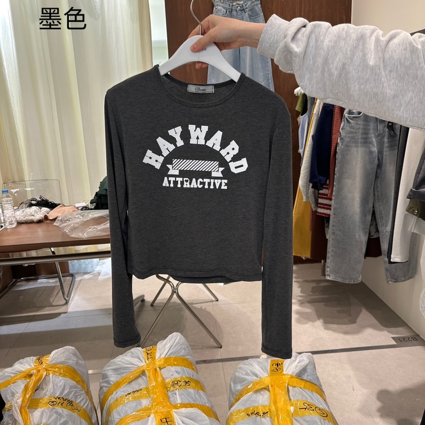 BUCKLE直郵韓國代購女裝新款推薦真品25春夏熱賣職業長袖T恤BUCKLE長袖T恤圖色2