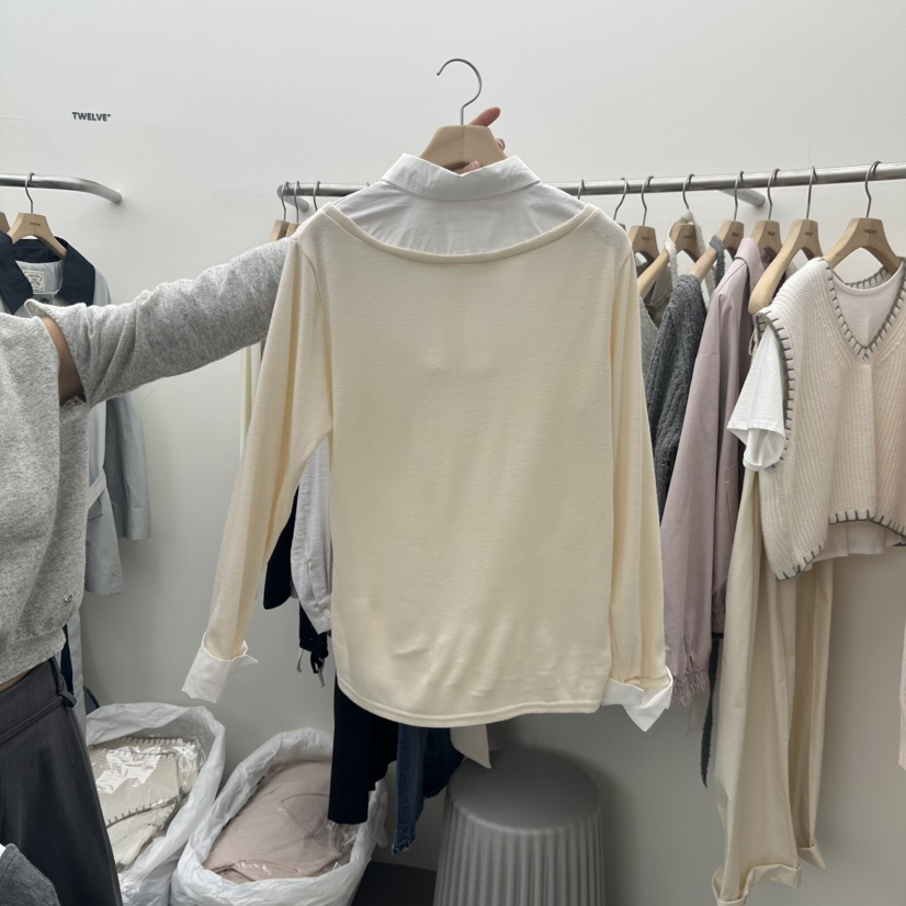 TWELVE韓國直郵東大門代購女裝新品職業時尚襯衫蕾絲衫假兩件TWELVE襯衫/蕾絲衫