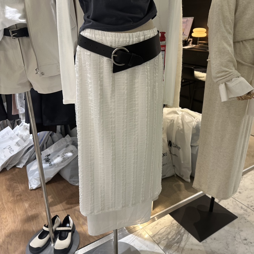 DOUZE韓國直郵女裝新品25春夏真品人氣時尚休閑職業長裙蕾絲DOUZE長裙圖色3