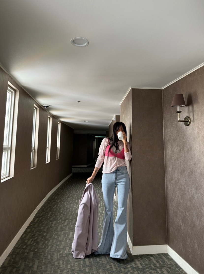 ABBEYLEE韓國直郵女裝新款休閑時尚人氣職業真品牛仔褲喇叭ABBEYLEE牛仔褲