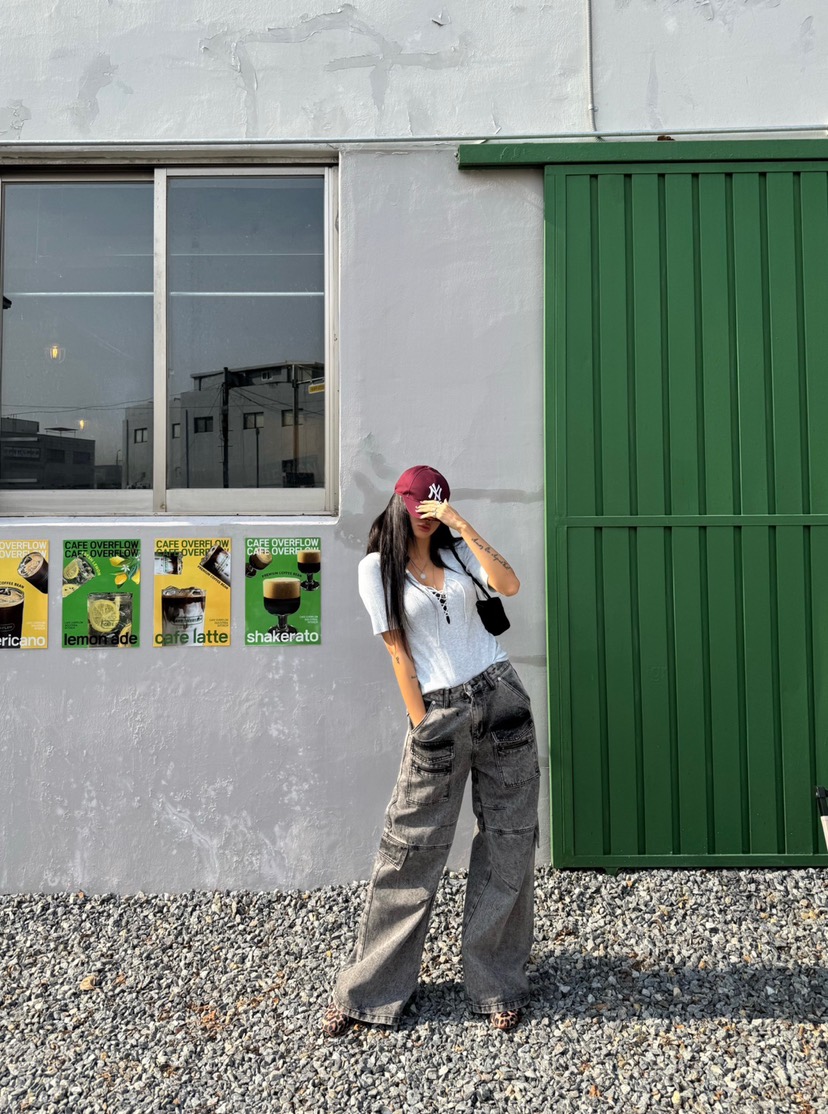 ABBEYLEE韓國代購女士新品時尚休閑推薦熱賣人氣牛仔褲工裝ABBEYLEE牛仔褲