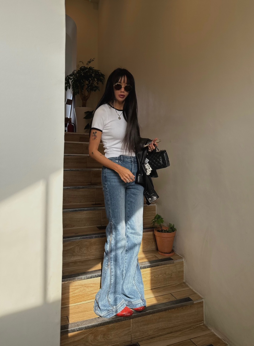 ABBEYLEE韓國代購女裝新品職業推薦時尚真品人氣牛仔褲拉鏈ABBEYLEE牛仔褲