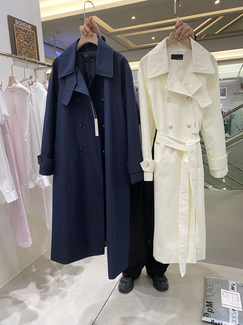 BOHEME韓國直郵女裝新品25春夏真品休閑人氣長款風衣含腰帶BOHEME長款風衣