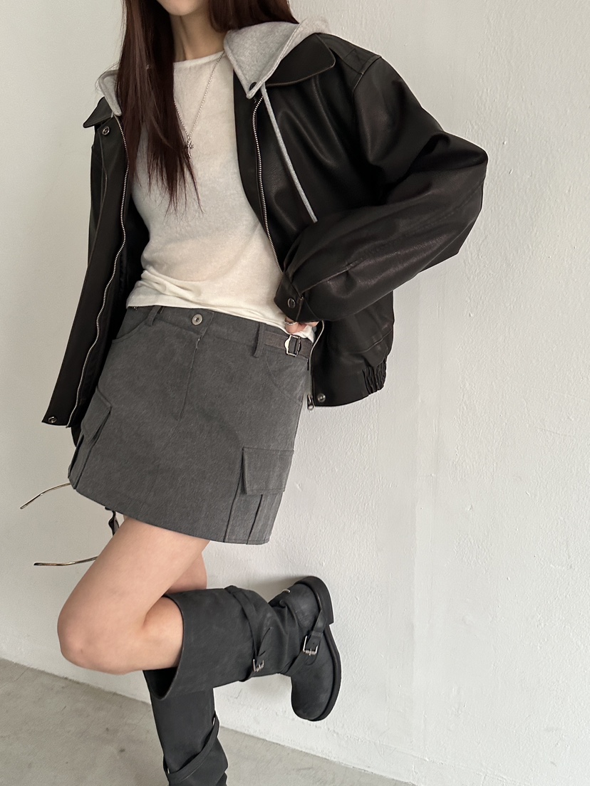 MUSE-P韓國直郵東大門代購女裝新品時尚25春夏真品人氣皮衣MUSE-P皮衣