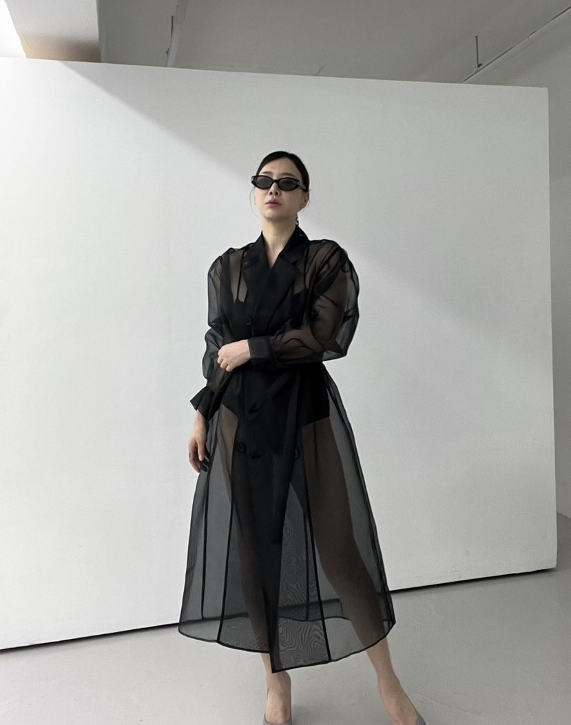 VERNI直郵韓國代購女裝新款推薦熱賣時尚休閑長款風衣歐根紗VERNI長款風衣