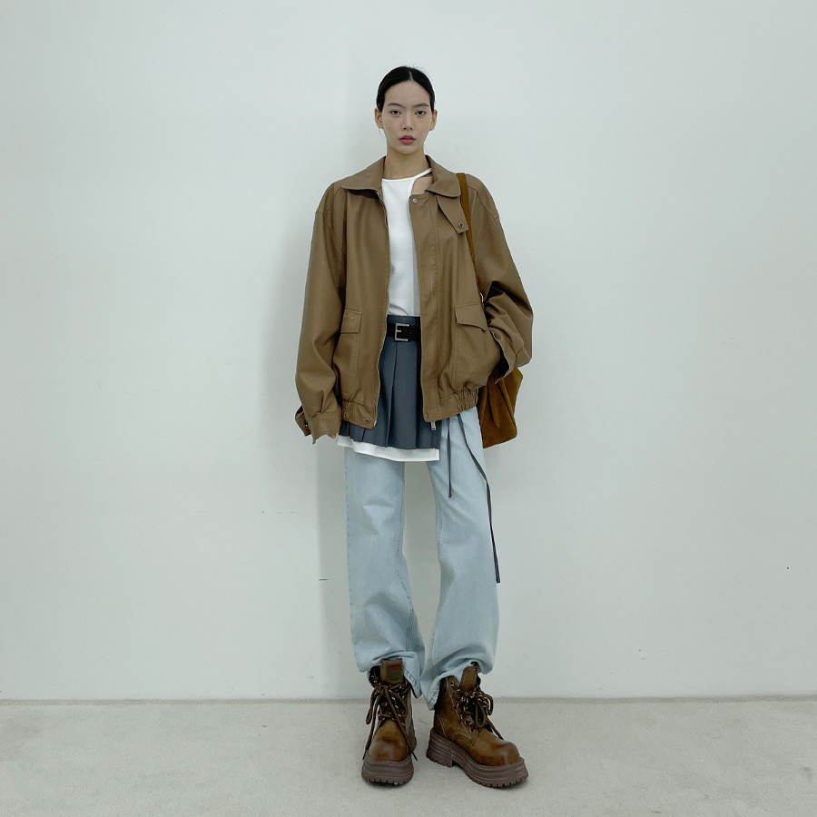 D2/A2韓國直郵東大門實拍女裝新款職業25春夏休閑夾克皮革D2/A2夾克