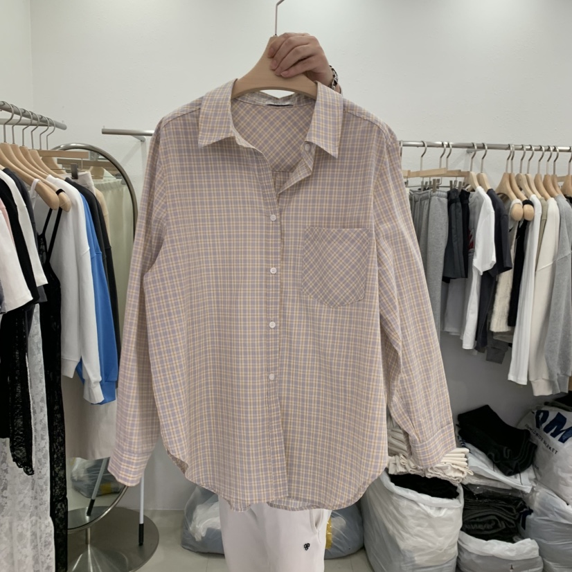 LELEN直郵韓國代購女裝新品真品25春夏熱賣人氣襯衫蕾絲衫格紋LELEN襯衫/蕾絲衫圖色2