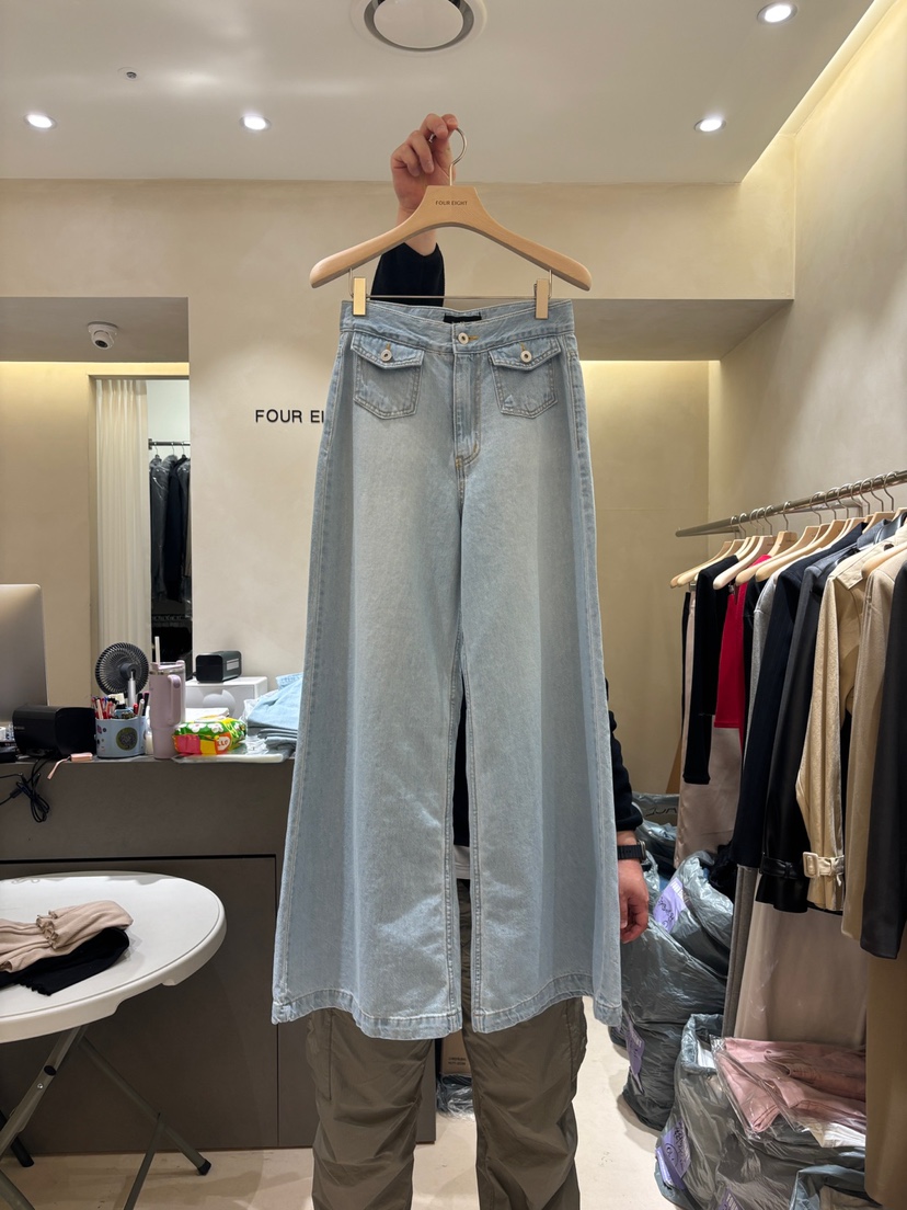 FOUREIGHT韓國代購女裝新品25春夏真品熱賣時尚推薦牛仔褲口袋FOUR EIGHT牛仔褲