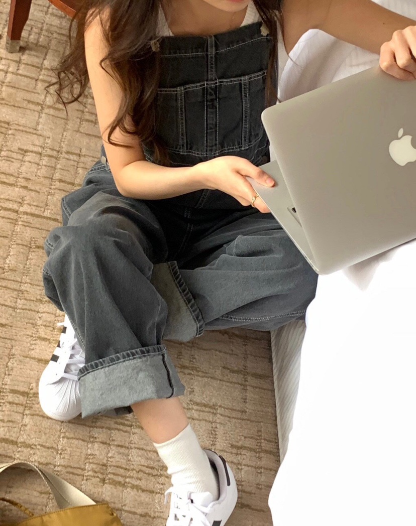 WOOD韓國直郵東大門代購女裝新品熱賣時尚推薦背帶褲工裝褲WOOD背帶褲
