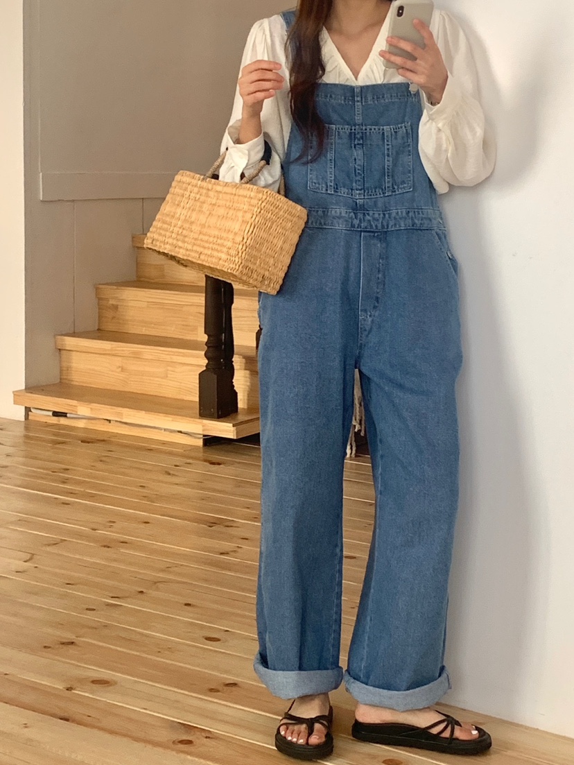 WOOD韓國直郵東大門代購女裝新品熱賣時尚推薦背帶褲工裝褲WOOD背帶褲