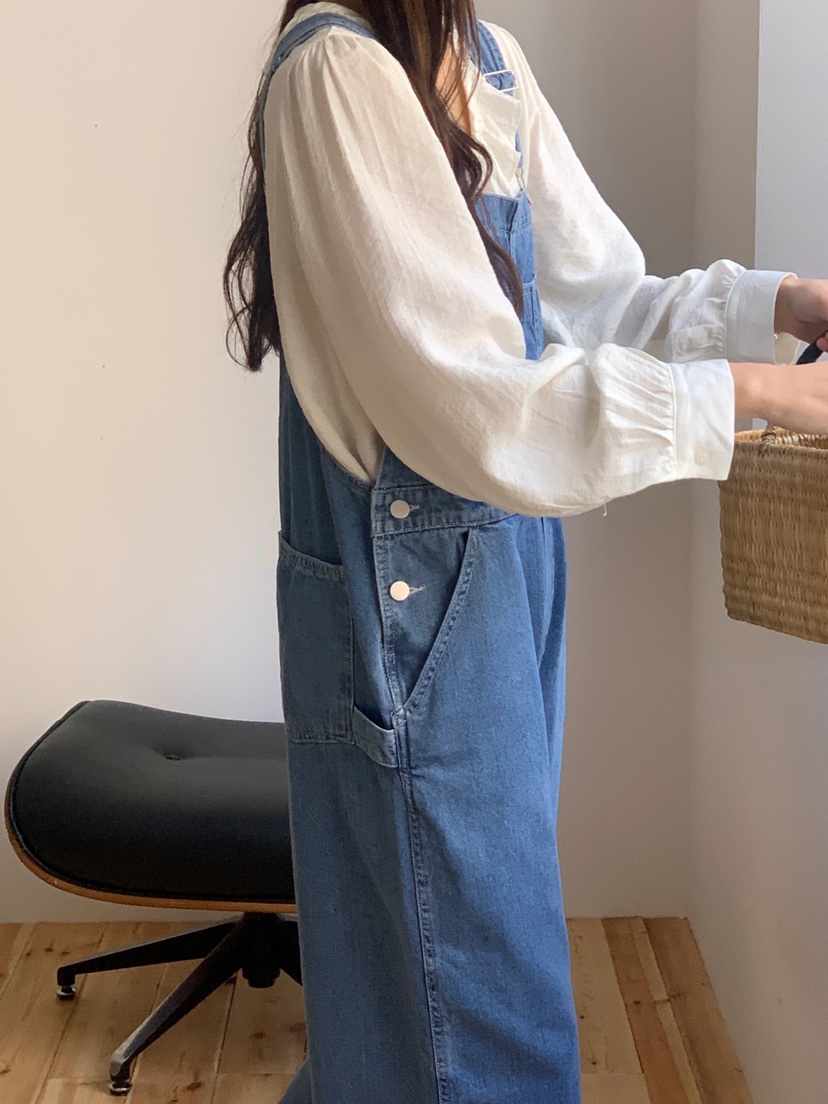 WOOD韓國直郵東大門代購女裝新品熱賣時尚推薦背帶褲工裝褲WOOD背帶褲