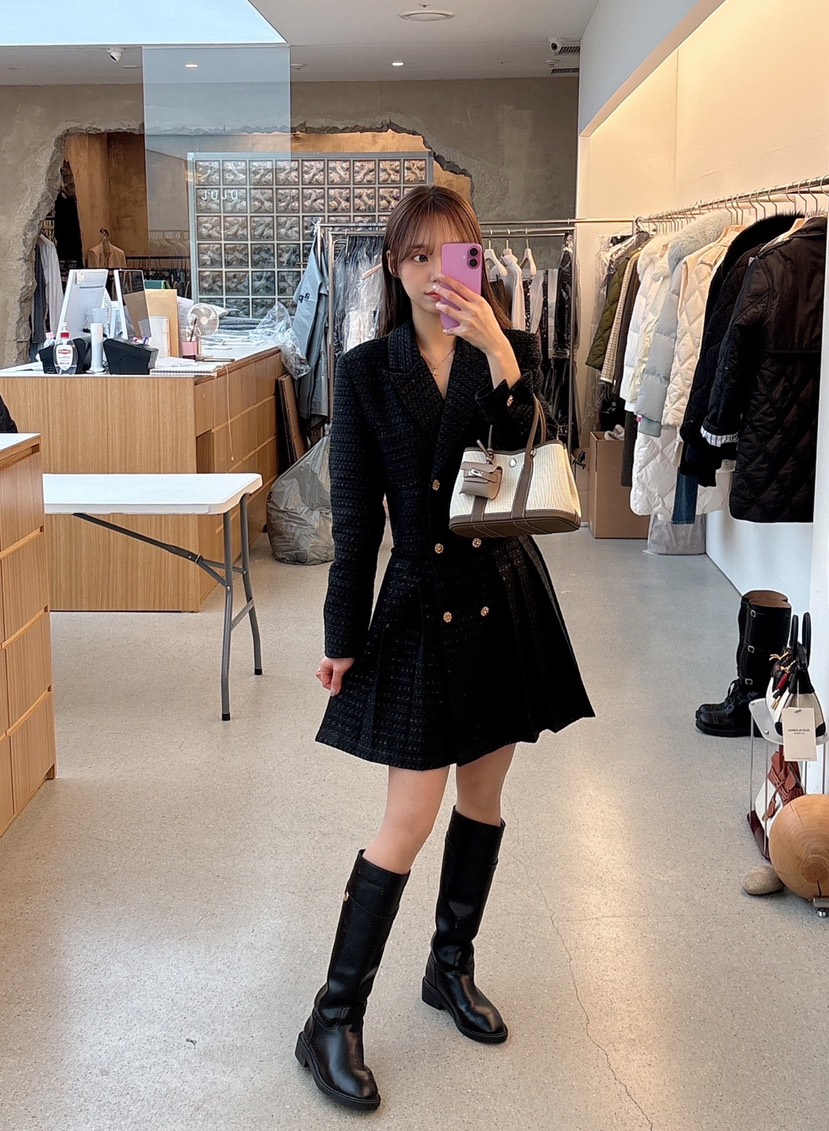 JUJU韓國直郵女裝新款人氣25春夏推薦時尚熱賣職業中長款大衣JUJU中長款大衣
