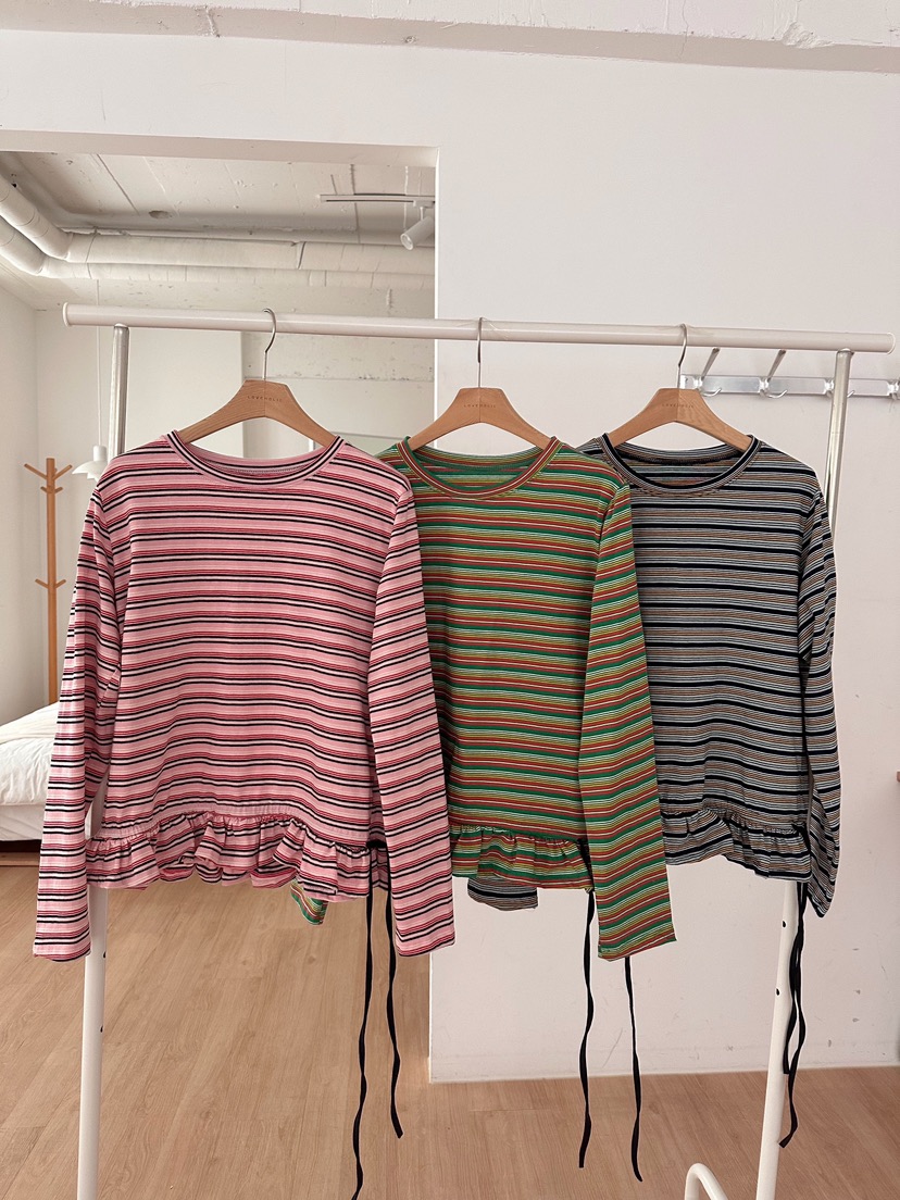 FORMSTUDIO韓國直郵女裝新品25春夏時尚熱賣休閑長袖T恤荷葉邊FORMSTUDIO長袖T恤
