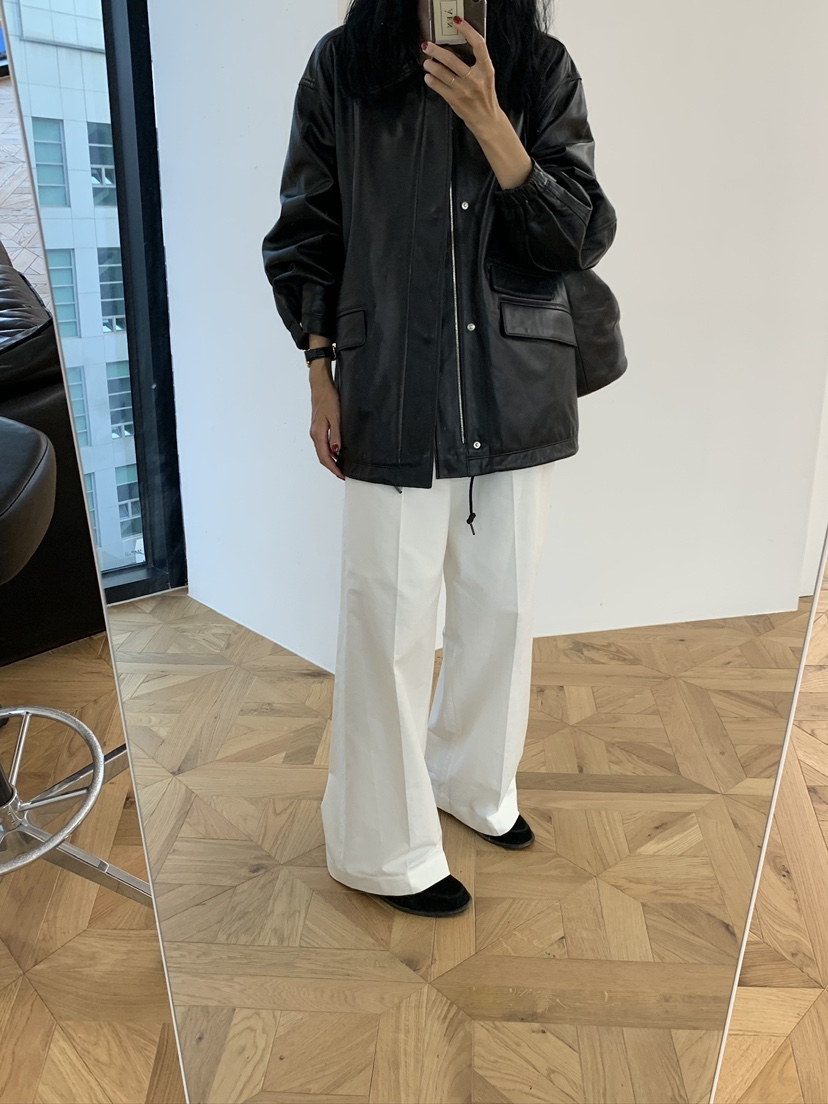 A Flan韓國代購女士新款人氣25春夏休閑熱賣職業推薦皮衣口袋AFN/A Flan皮衣