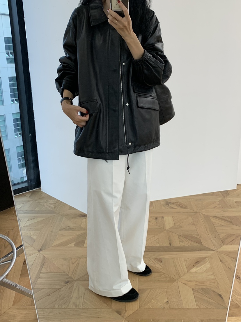 A Flan韓國代購女士新款人氣25春夏休閑熱賣職業推薦皮衣口袋AFN/A Flan皮衣