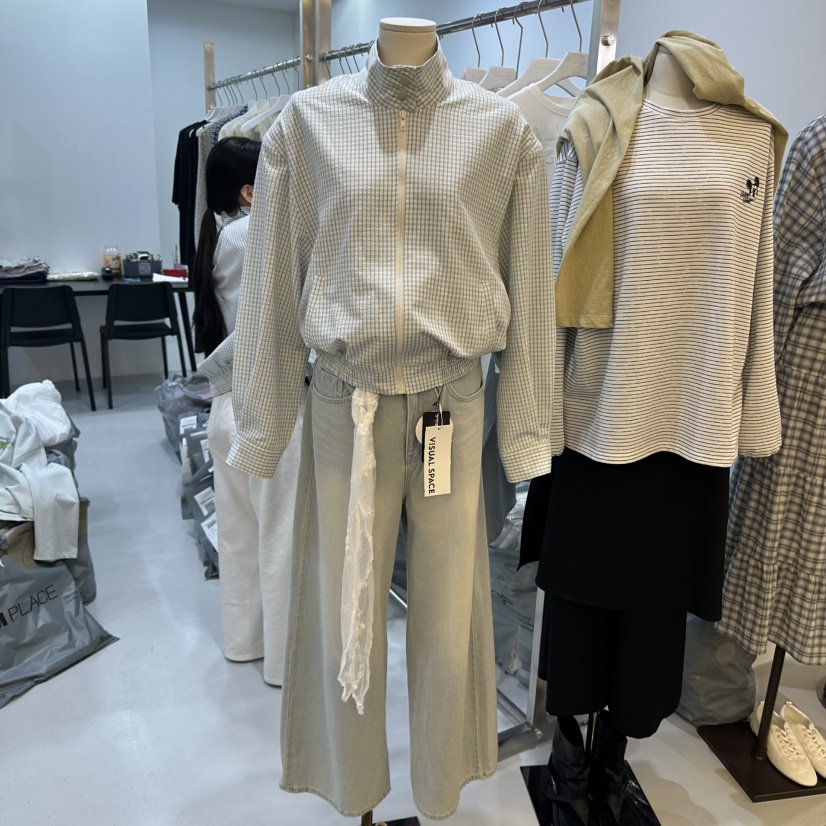 VISUAL SPACE東大門代購女士新款職業真品休閑25春夏夾克格紋VISUAL SPACE夾克