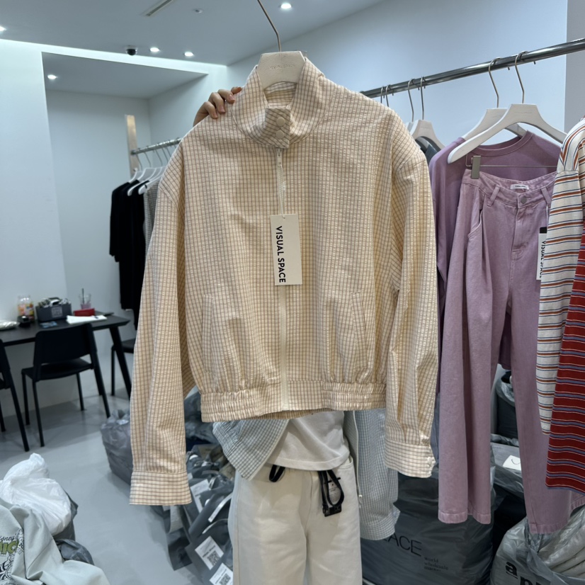 VISUAL SPACE東大門代購女士新款職業真品休閑25春夏夾克格紋VISUAL SPACE夾克圖色1