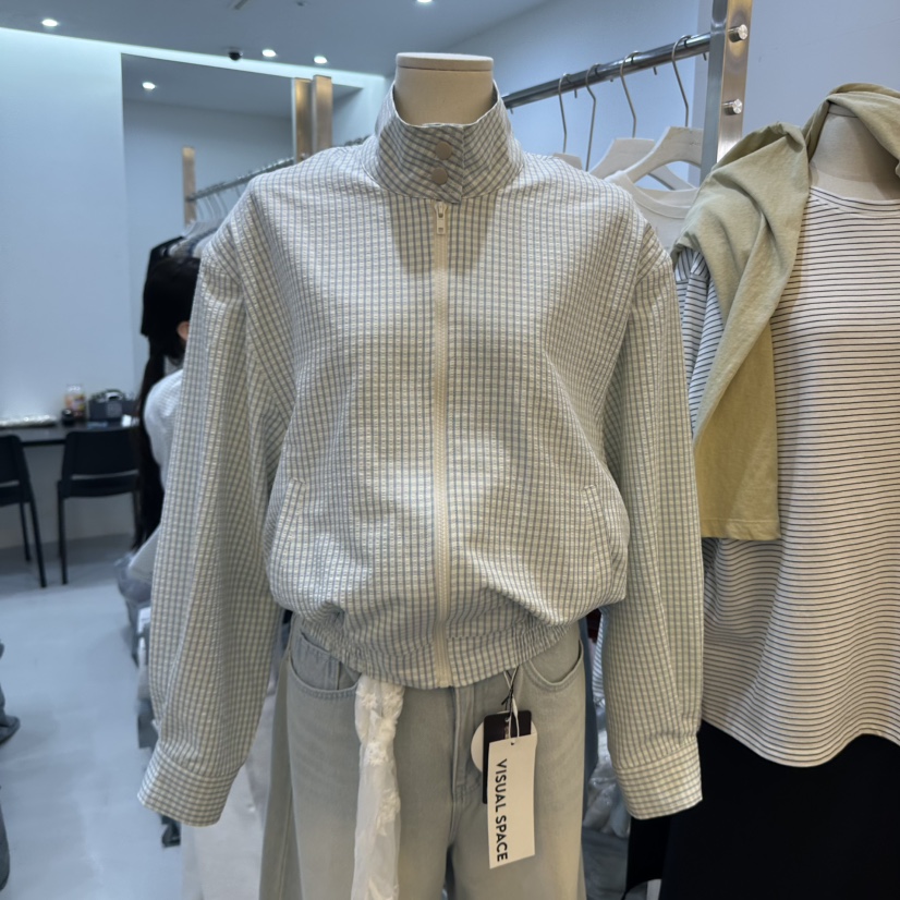 VISUAL SPACE東大門代購女士新款職業真品休閑25春夏夾克格紋VISUAL SPACE夾克圖色2