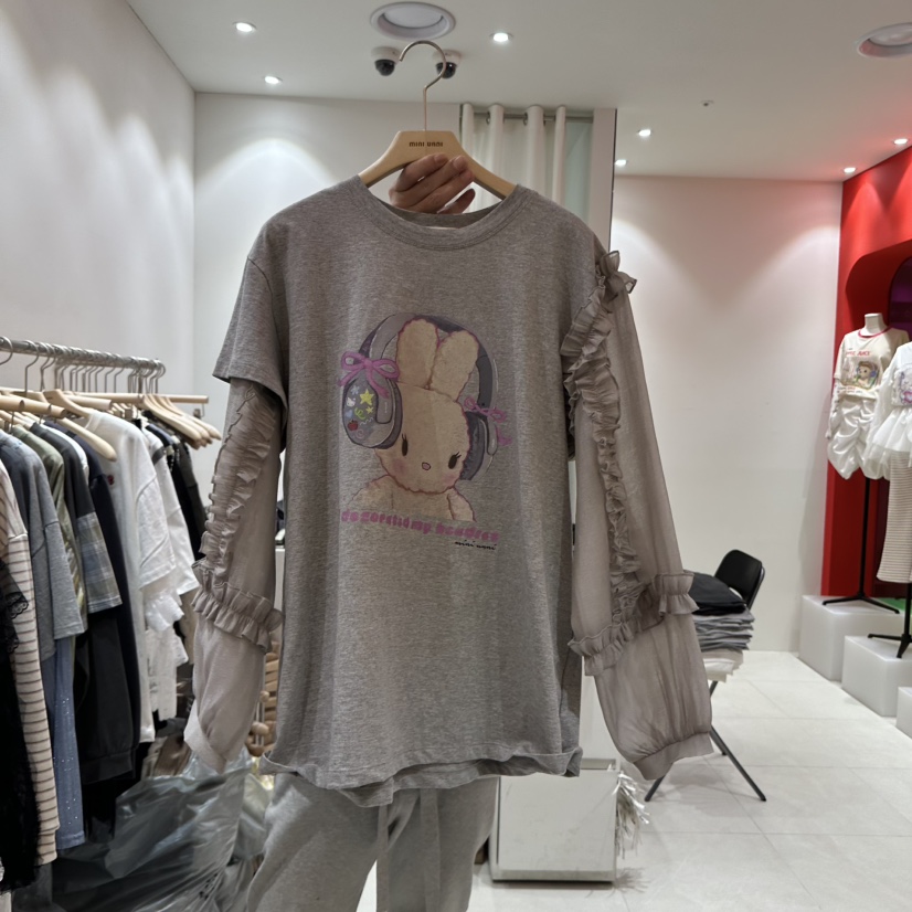 MINI UNNI韓國代購女裝新品人氣時尚休閑熱賣推薦長袖T恤兔子MINI UNNI長袖T恤圖色2