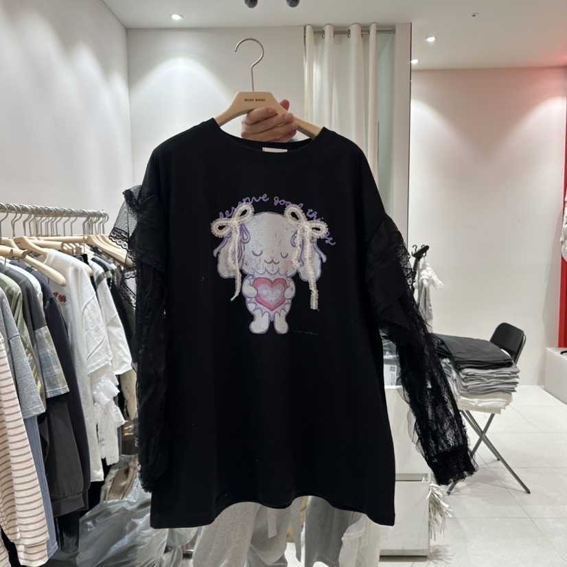 MINI UNNI韓國直郵女裝新款推薦時尚熱賣人氣職業休閑長袖T恤MINI UNNI長袖T恤圖色2