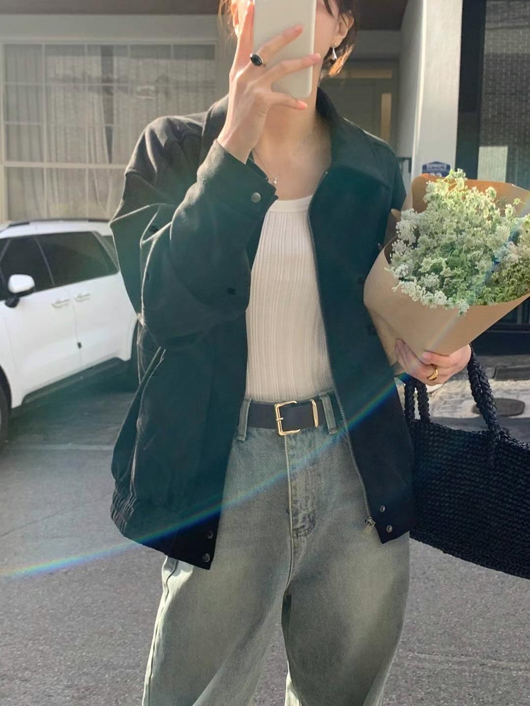 AREING韓國直郵女士新款25春夏休閑職業人氣推薦夾克絨面革AREING夾克圖色2