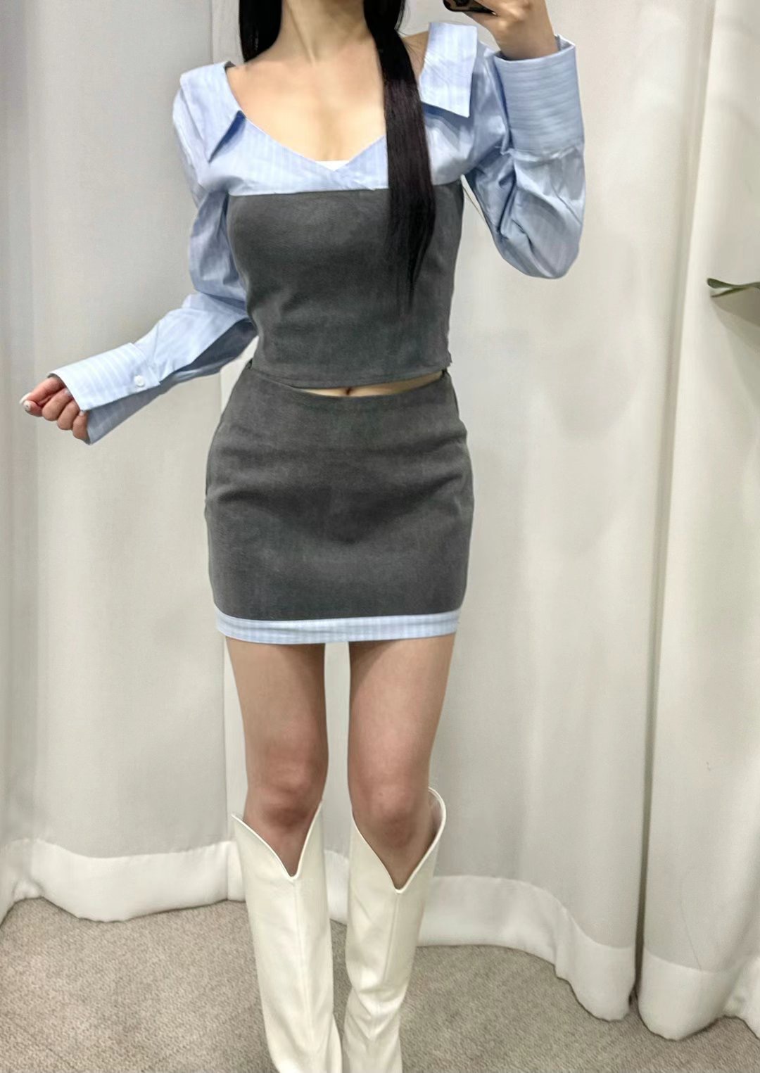 BOY MEET GIRL-T韓國直郵女士新品職業人氣25春夏熱賣套裝BOY MEET GIRL-T套裝