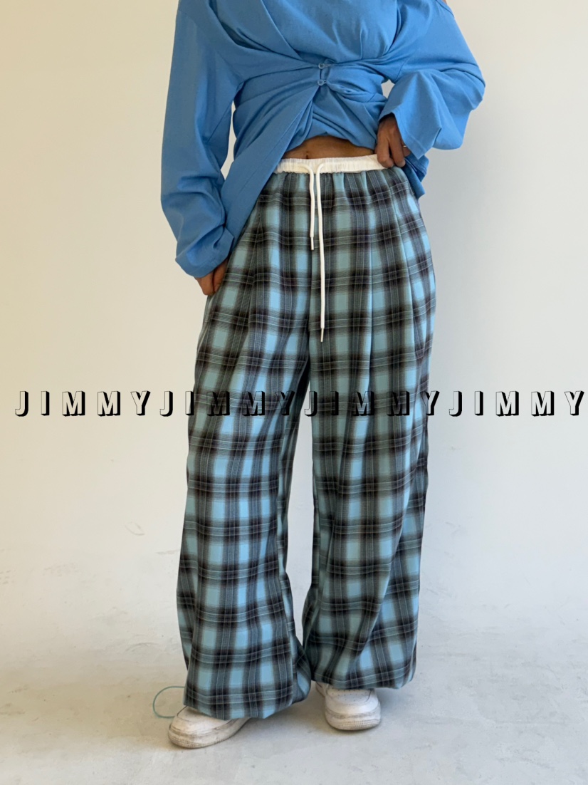 JIMMY東大門實拍女裝新款熱賣真品職業人氣時尚25春夏休閑褲格紋JIMMY/REMAKE休閑褲