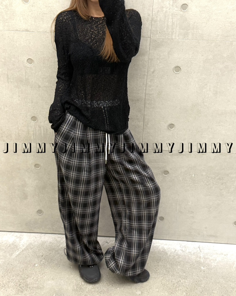 JIMMY東大門實拍女裝新款熱賣真品職業人氣時尚25春夏休閑褲格紋JIMMY/REMAKE休閑褲