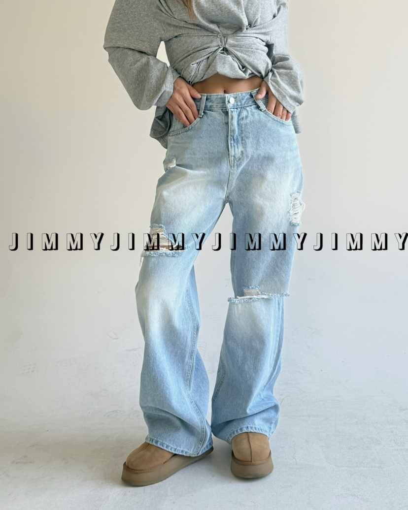 JIMMY韓國直郵女裝新品職業休閑推薦時尚25春夏真品熱賣牛仔褲JIMMY/REMAKE牛仔褲