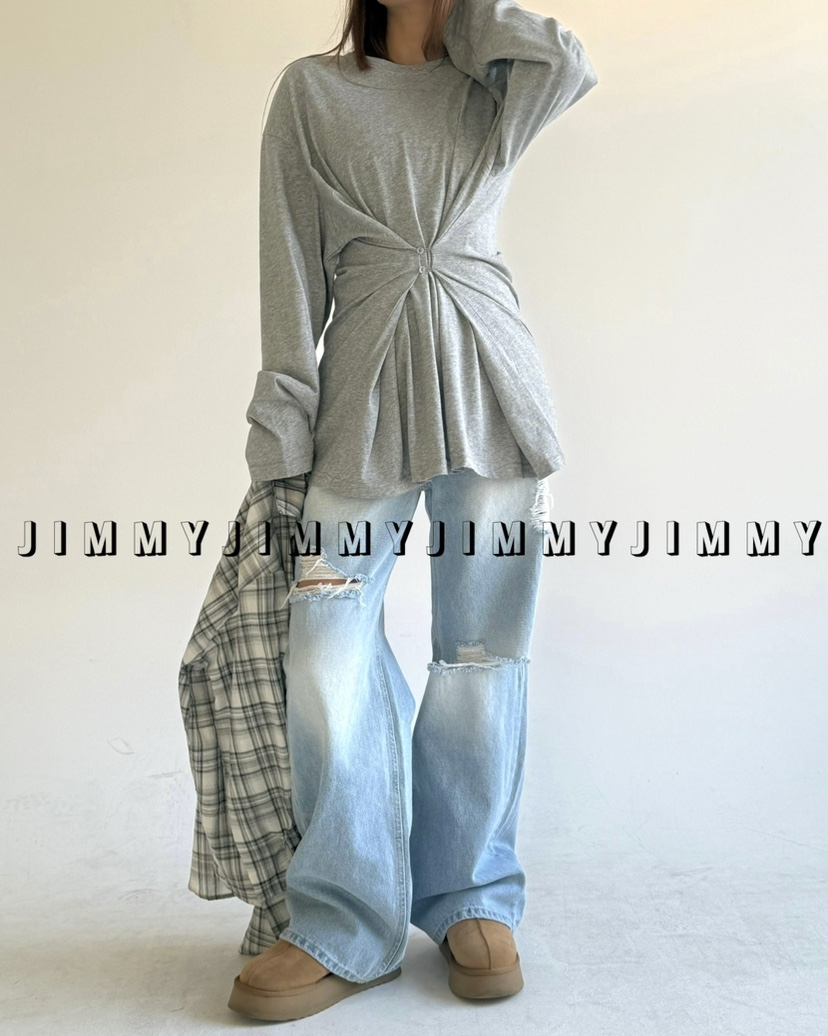 JIMMY韓國直郵女裝新品職業休閑推薦時尚25春夏真品熱賣牛仔褲JIMMY/REMAKE牛仔褲
