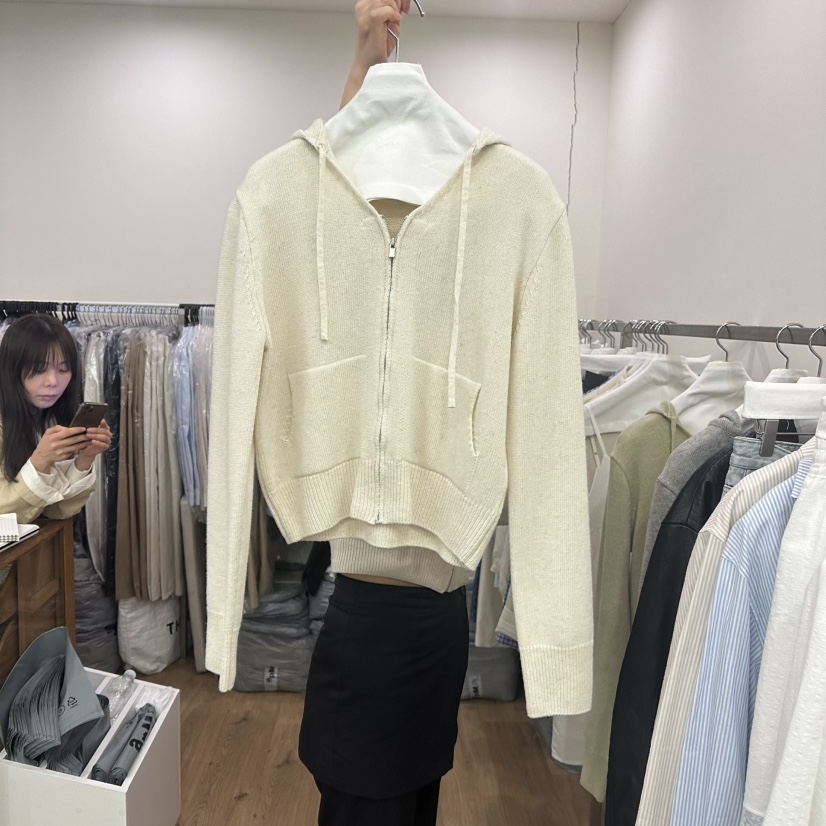 AGO韓國直郵女裝新品休閑真品25春夏推薦職業人氣針織衫兜帽AGO針織衫圖色2