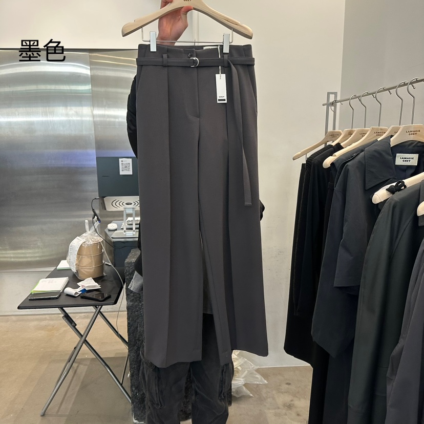 LAMAGIEPIE韓國直郵女裝新品熱賣時尚休閑推薦休閑褲含腰帶LAMAGIE GREY休閑褲圖色2