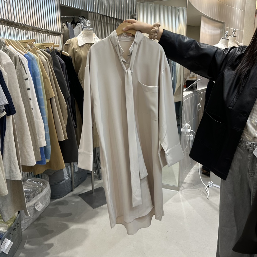 ALEGRE直郵韓國代購女裝新款休閑時尚推薦連衣裙含領帶長款ALEGRE連衣裙圖色1