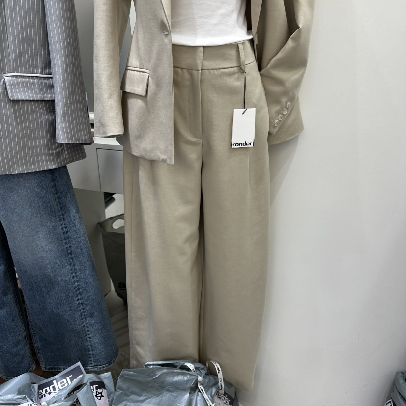 RENDER韓國直郵東大門代購女裝新品職業25春夏休閑褲羊毛寬松RENDER休閑褲圖色1