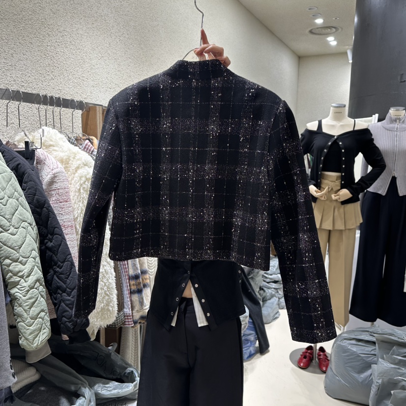 LESSEN直郵韓國代購女裝新品推薦職業25春夏夾克粗花呢高領LESSEN夾克