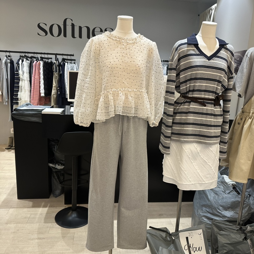 SOFTNESS韓國直郵東大門實拍女裝新款時尚襯衫蕾絲衫荷葉邊Softness/Cosmic襯衫/蕾絲衫