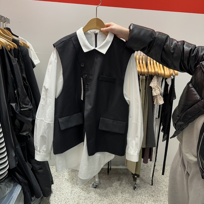 ATPZ韓國直郵東大門代購女裝新款休閑時尚襯衫蕾絲衫假兩件ATTENTION PLEAES襯衫/蕾絲衫圖色1