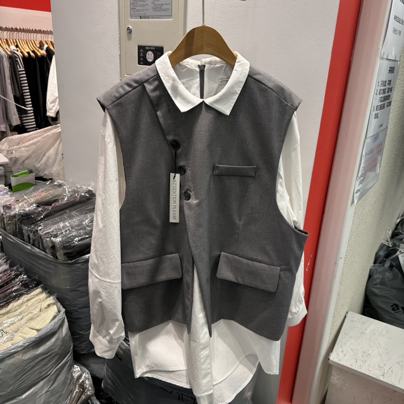 ATPZ韓國直郵東大門代購女裝新款休閑時尚襯衫蕾絲衫假兩件ATTENTION PLEAES襯衫/蕾絲衫圖色2