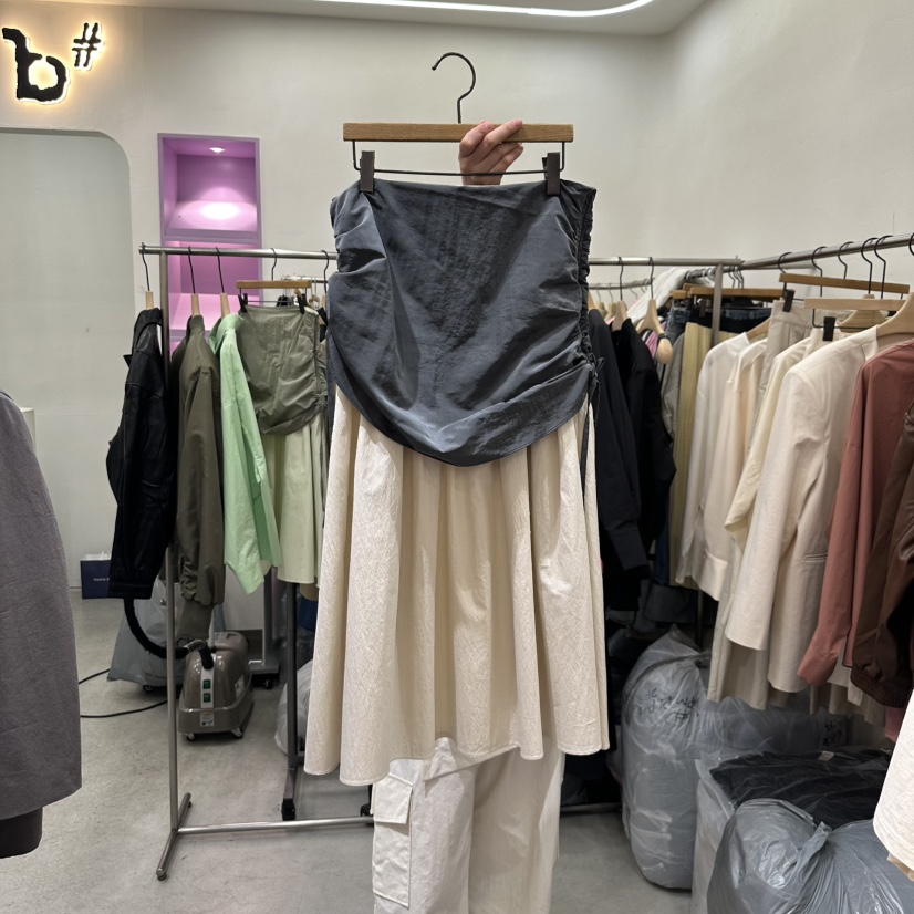 BISHOP韓國直郵東大門實拍女裝新品時尚真品25春夏長裙褶皺b#/BISHOP長裙圖色2