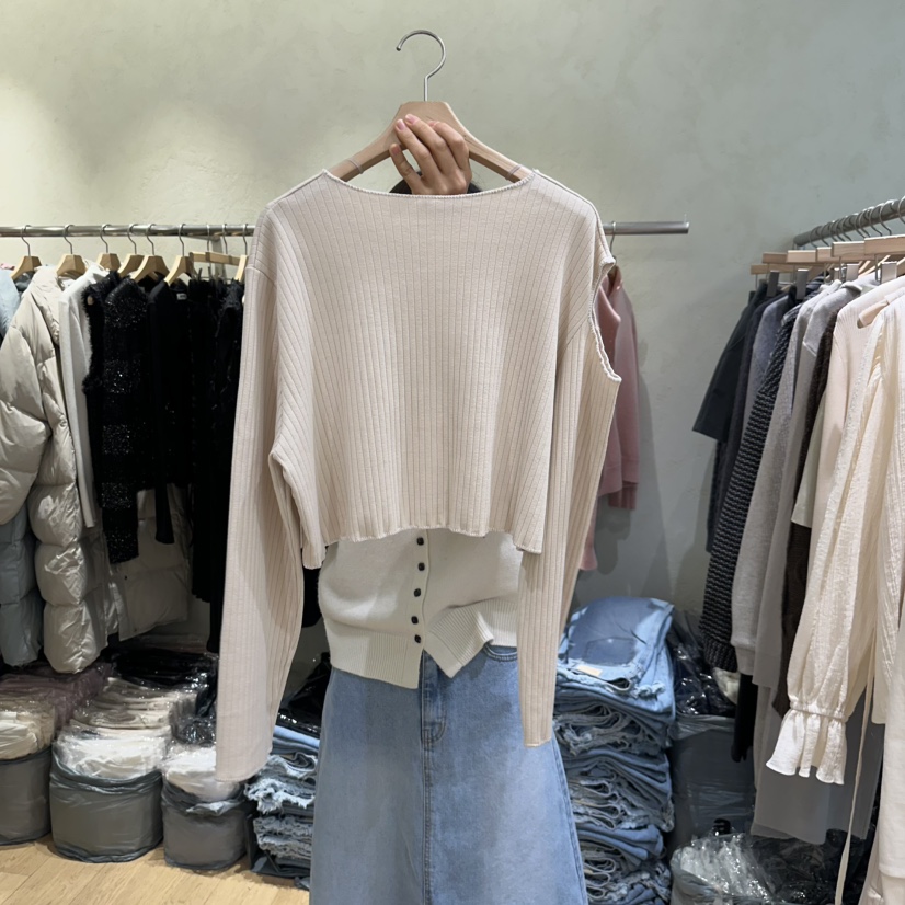 BUTTER-P韓國直郵東大門實拍女裝新品時尚休閑25春夏長袖T恤HELVETICA長袖T恤