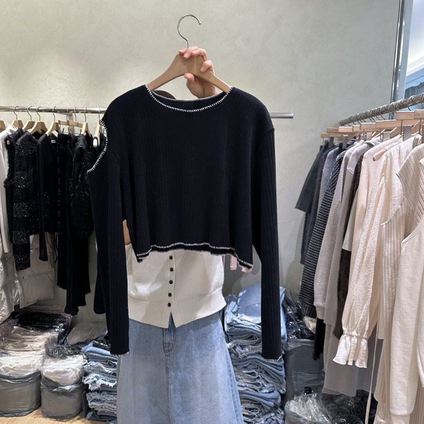 BUTTER-P韓國直郵東大門實拍女裝新品時尚休閑25春夏長袖T恤HELVETICA長袖T恤圖色3