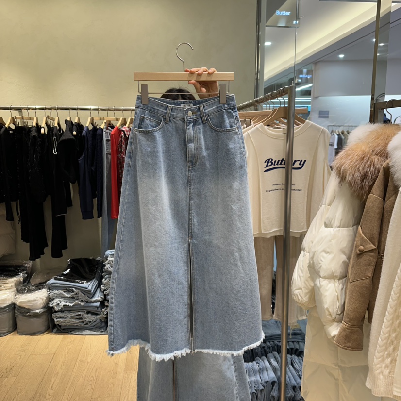 BUTTER-P韓國直郵東大門代購女裝新品真品25春夏推薦休閑長裙HELVETICA長裙圖色1