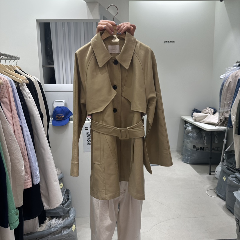URBANE-P韓國直郵東大門實拍女裝新款熱賣25春夏長款風衣含腰帶URBANE-P長款風衣圖色1