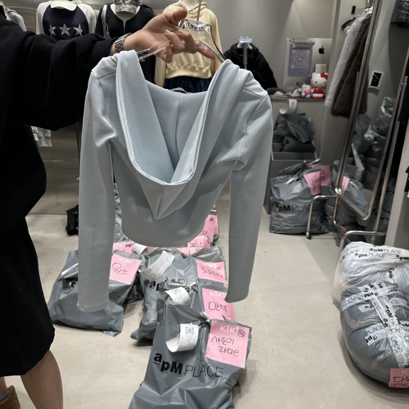 KIKI直郵韓國代購女裝新品人氣休閑職業25春夏熱賣衛衣拉鏈KIKI衛衣